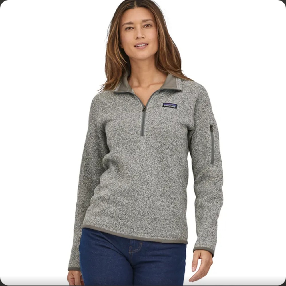 Patagonia Womens Better Sweater 1/4 Zip Fleece Small Birch White Gray Pullover